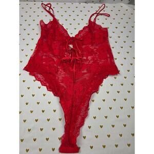Victorias Secret vintage red lace medium snap teddy lingerie nightie